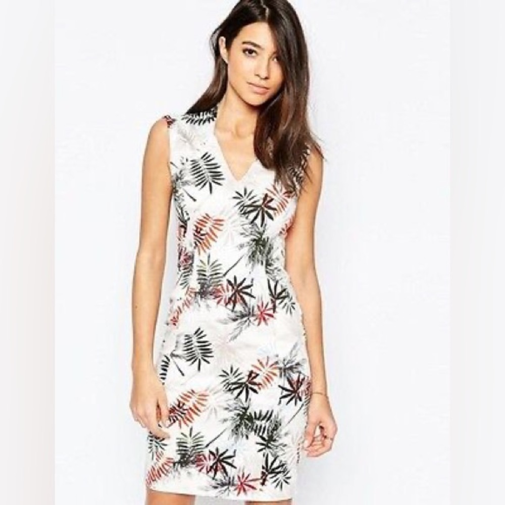 Reiss Selena Palm Print Dress